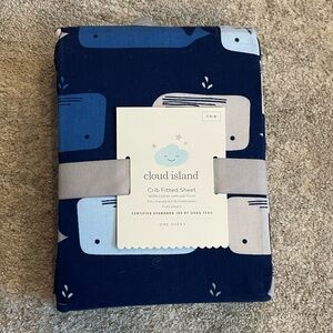 cloud island Navy and Light Blue Whale Crib Sheet